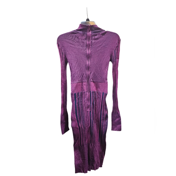 Hervé Léger Striped Sheath Knit Dress in Purple, Womens Bodycon Size S MSRP $990 - Picture 6 of 11